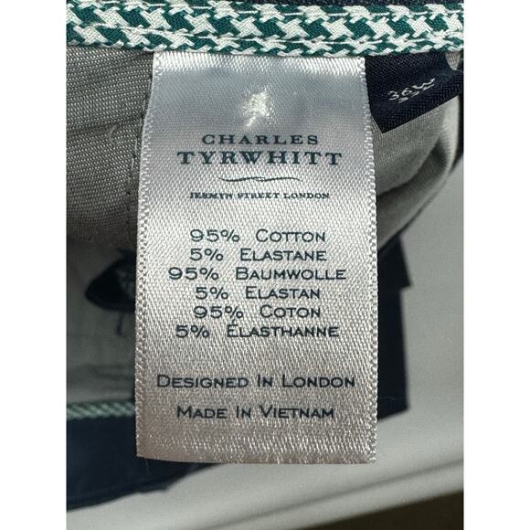 Charles Tyrwhitt Men's Slim Fit Blue Check Dress Pants - Size 36x32 (36x31) - Picture 4 of 5